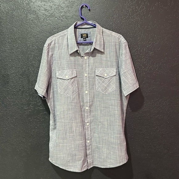 LEE Men’s Button Up Short Sleeve Shirt Regular Fit Size L - Picture 1 of 6